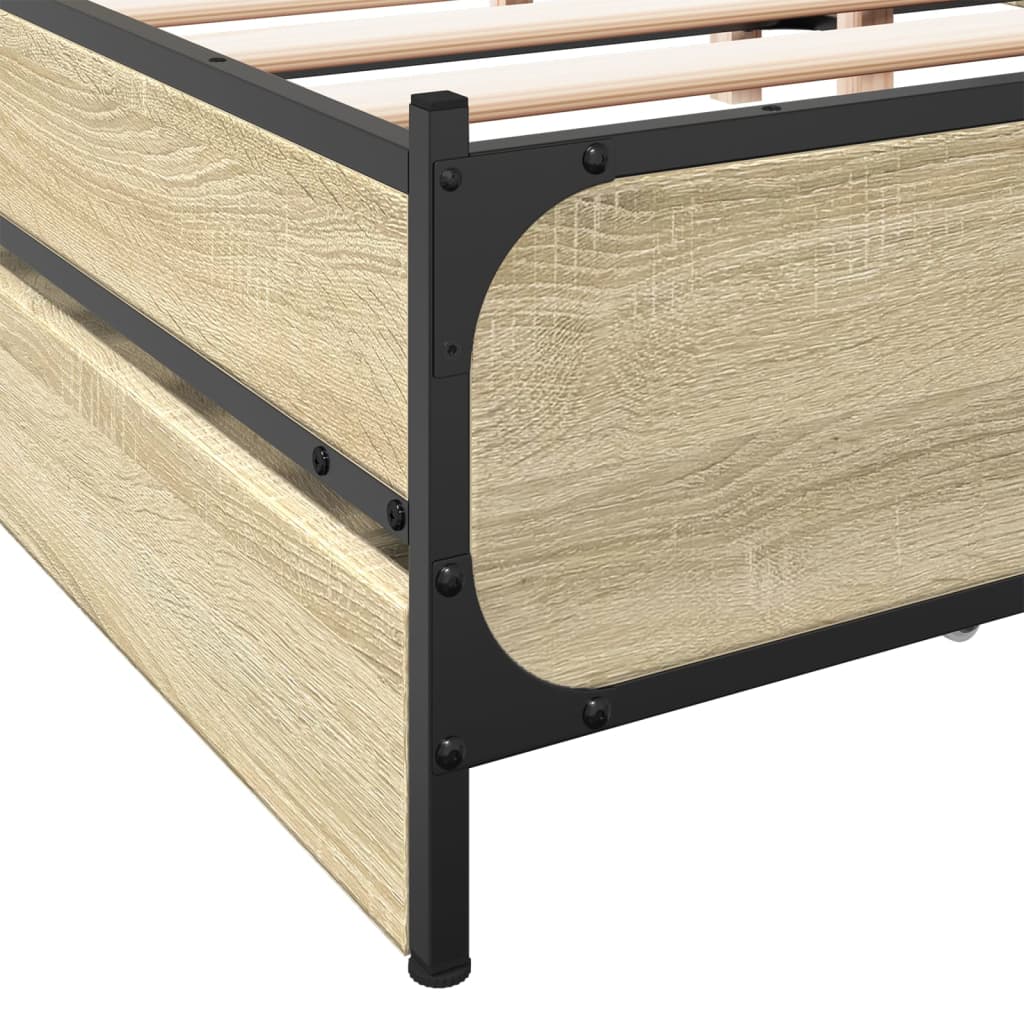 vidaXL Cama con cajones madera de ingeniería roble Sonoma 120x190 cm