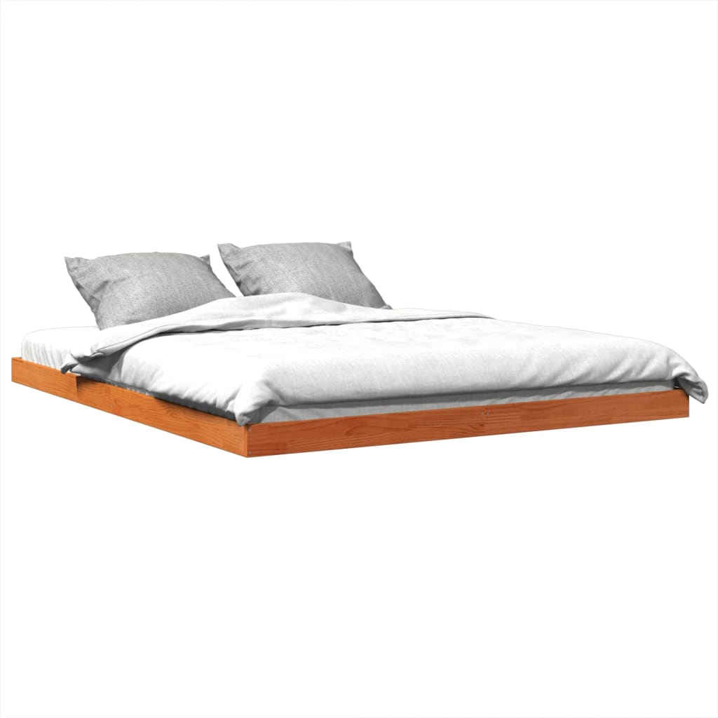 vidaXL Cama sin colchón madera maciza de pino marrón cera 160x200 cm