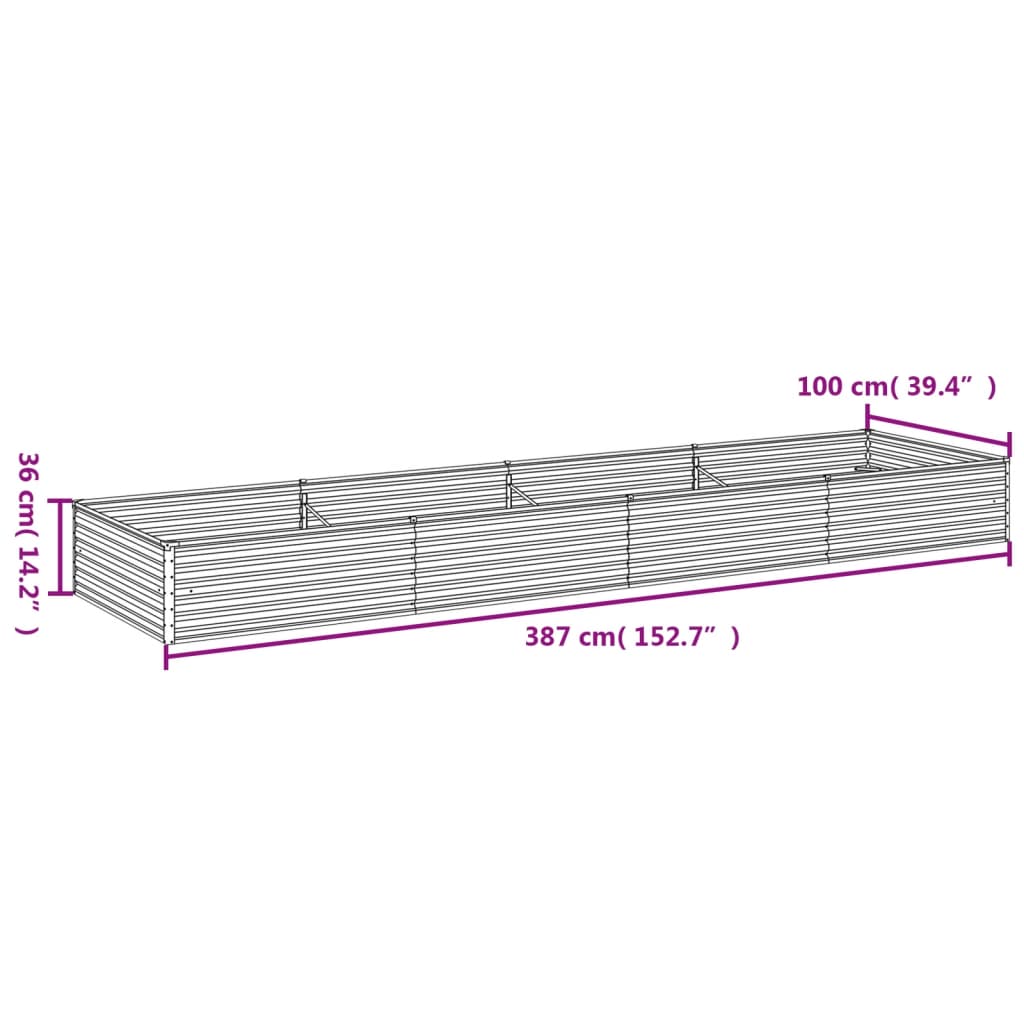 vidaXL Jardinera acero corten 387x100x36 cm