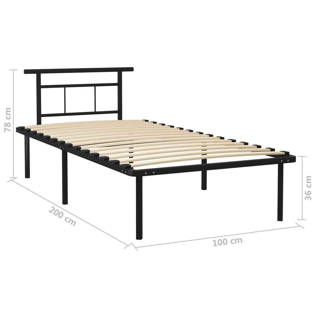 vidaXL Estructura de cama sin colchón metal negro 100x200 cm