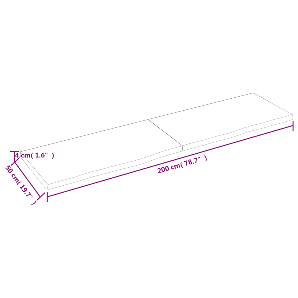 vidaXL Estante pared madera roble tratada marrón oscuro 200x50x(2-4)cm