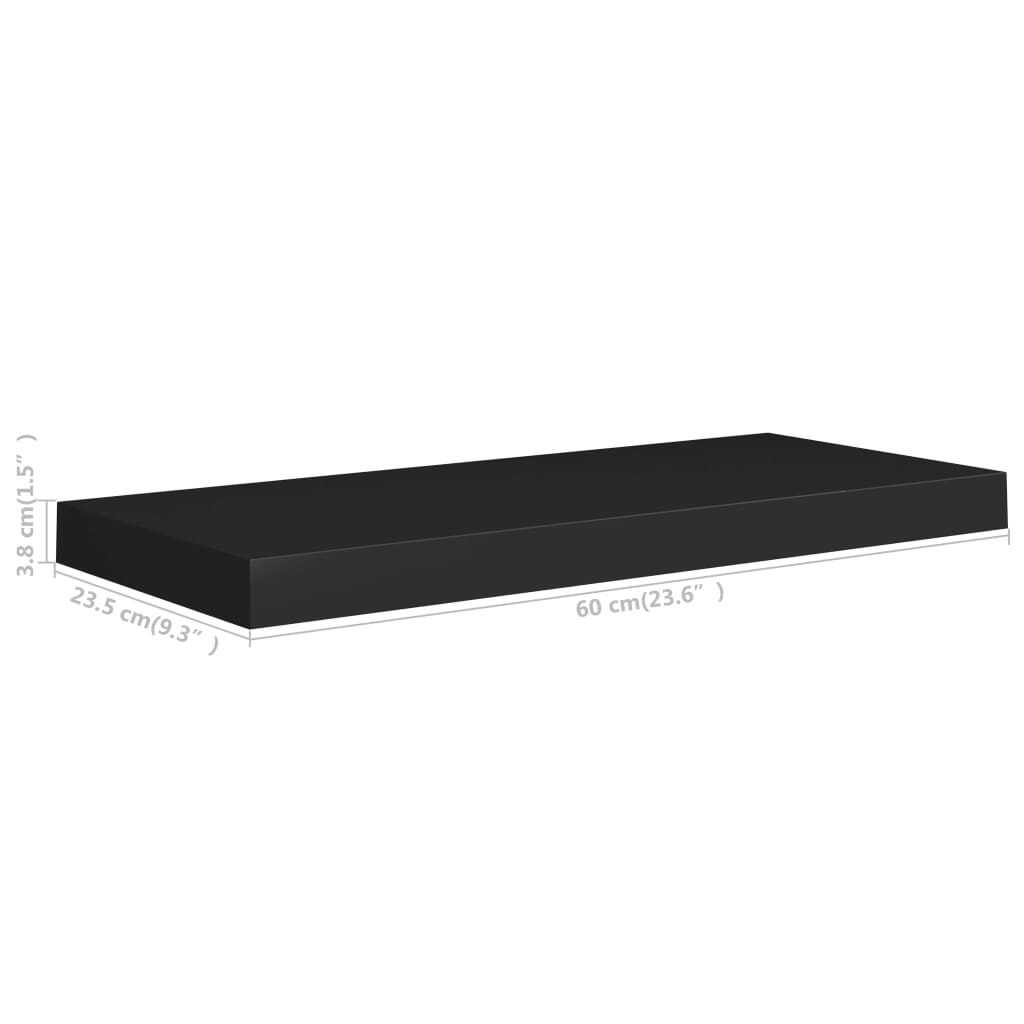 vidaXL Estantes flotantes de pared 2 uds MDF negro 60x23,5x3,8 cm