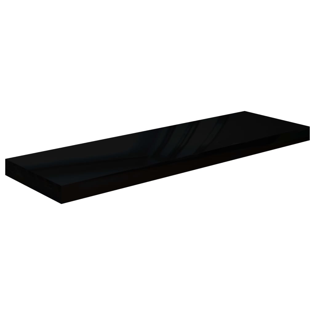 vidaXL Estante flotante de pared 2 uds MDF negro brillo 80x23,5x3,8 cm