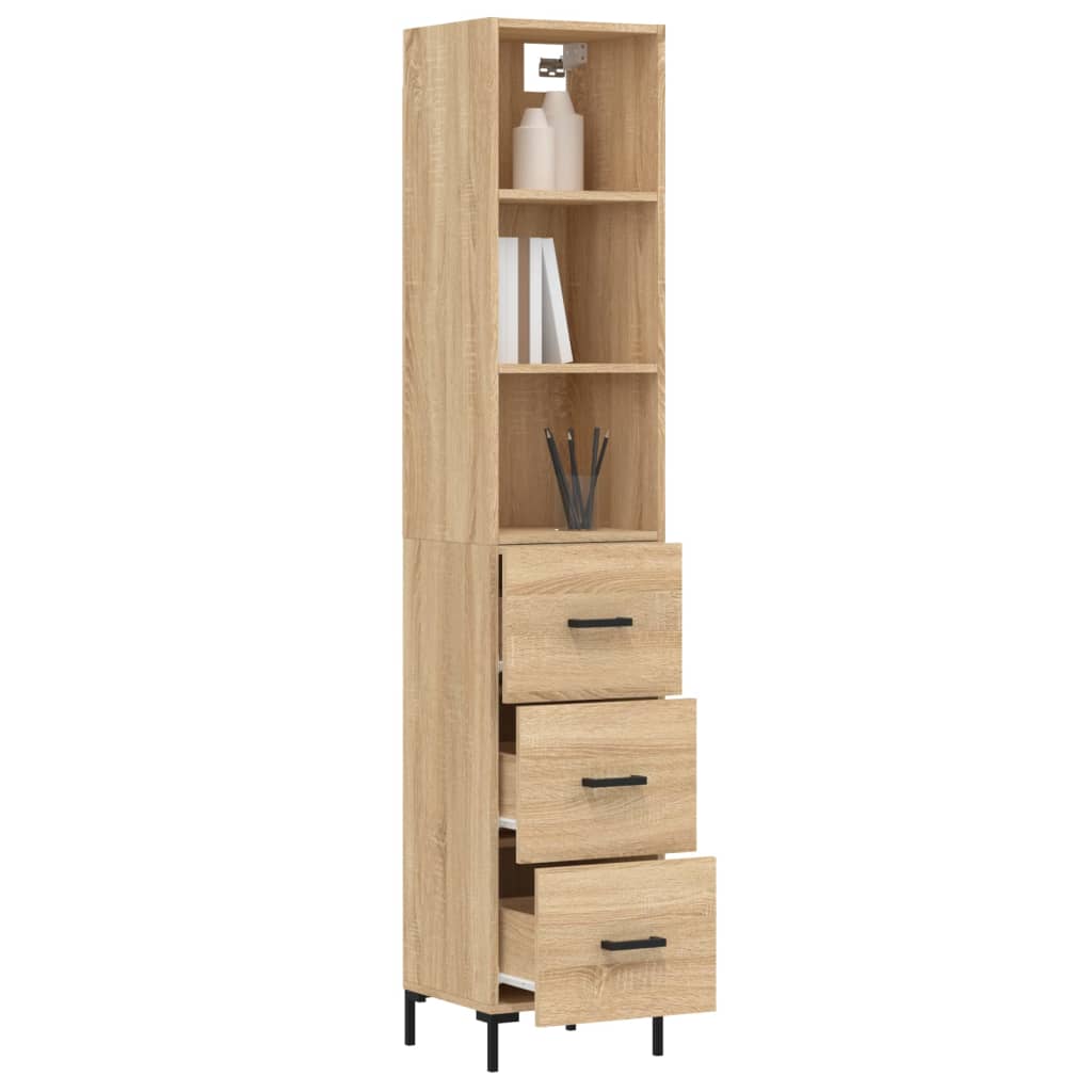 vidaXL Aparador de madera contrachapada roble Sonoma 34,5x34x180 cm