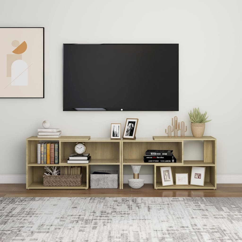 vidaXL Mueble de TV madera contrachapada roble Sonoma 149x30x52 cm