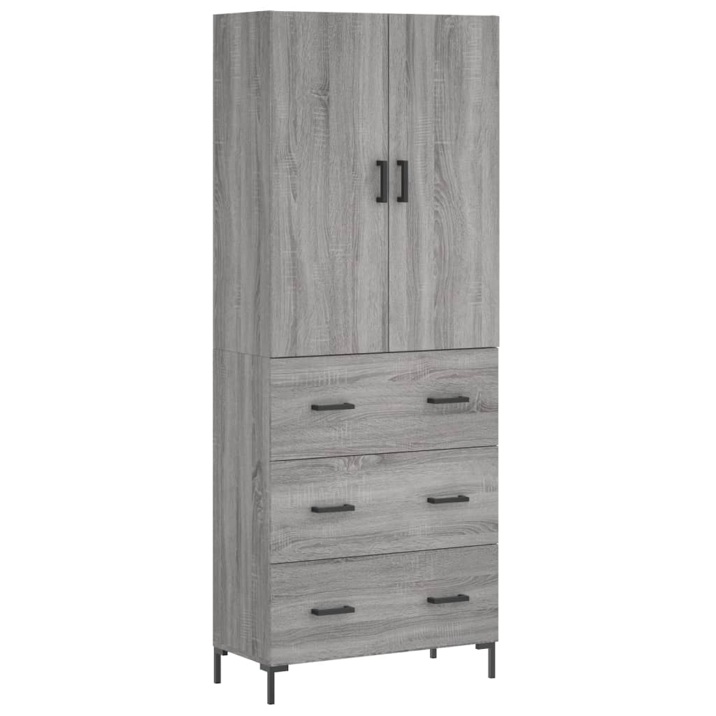 vidaXL Aparador alto madera contrachapada gris sonoma 69,5x34x180 cm