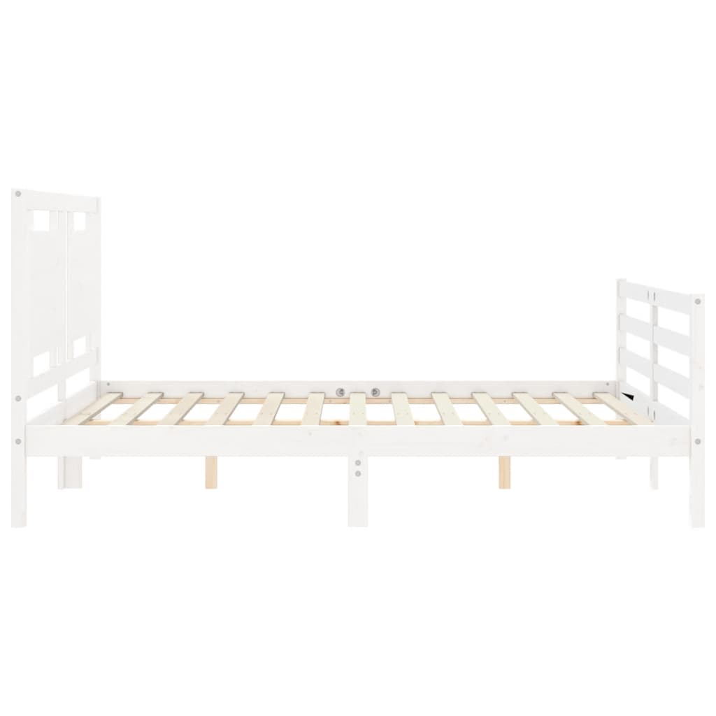 vidaXL Estructura de cama con cabecero madera maciza blanco 160x200 cm