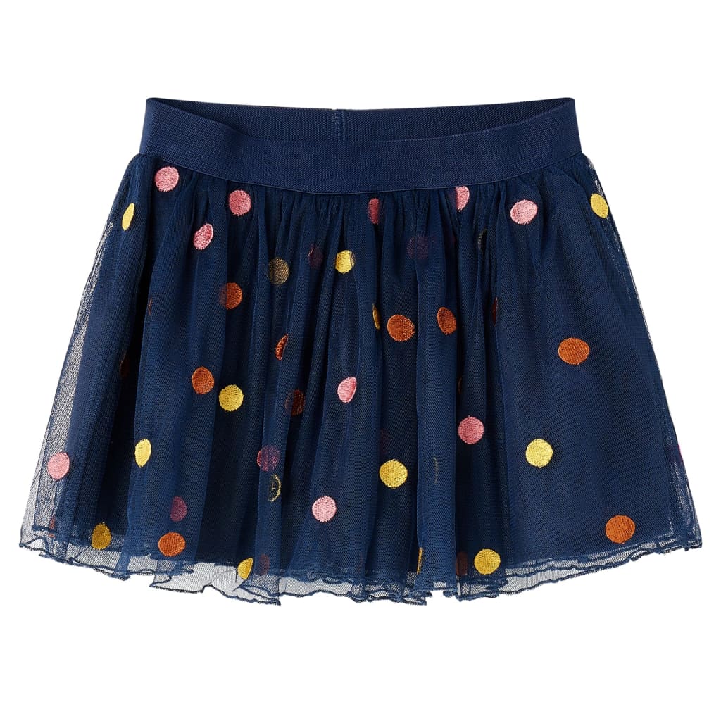 Falda infantil de tul con lunares azul marino 92