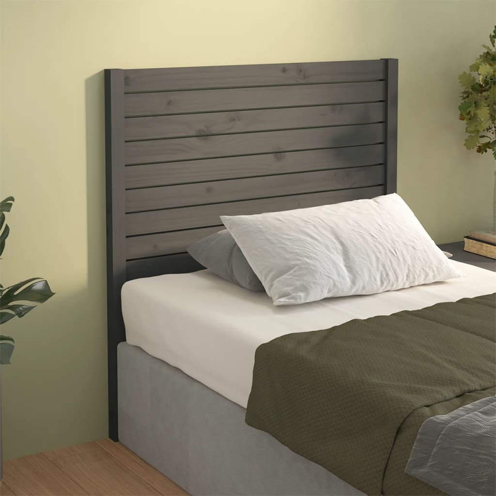 vidaXL Cabecero de cama madera maciza de pino gris 81x4x100 cm