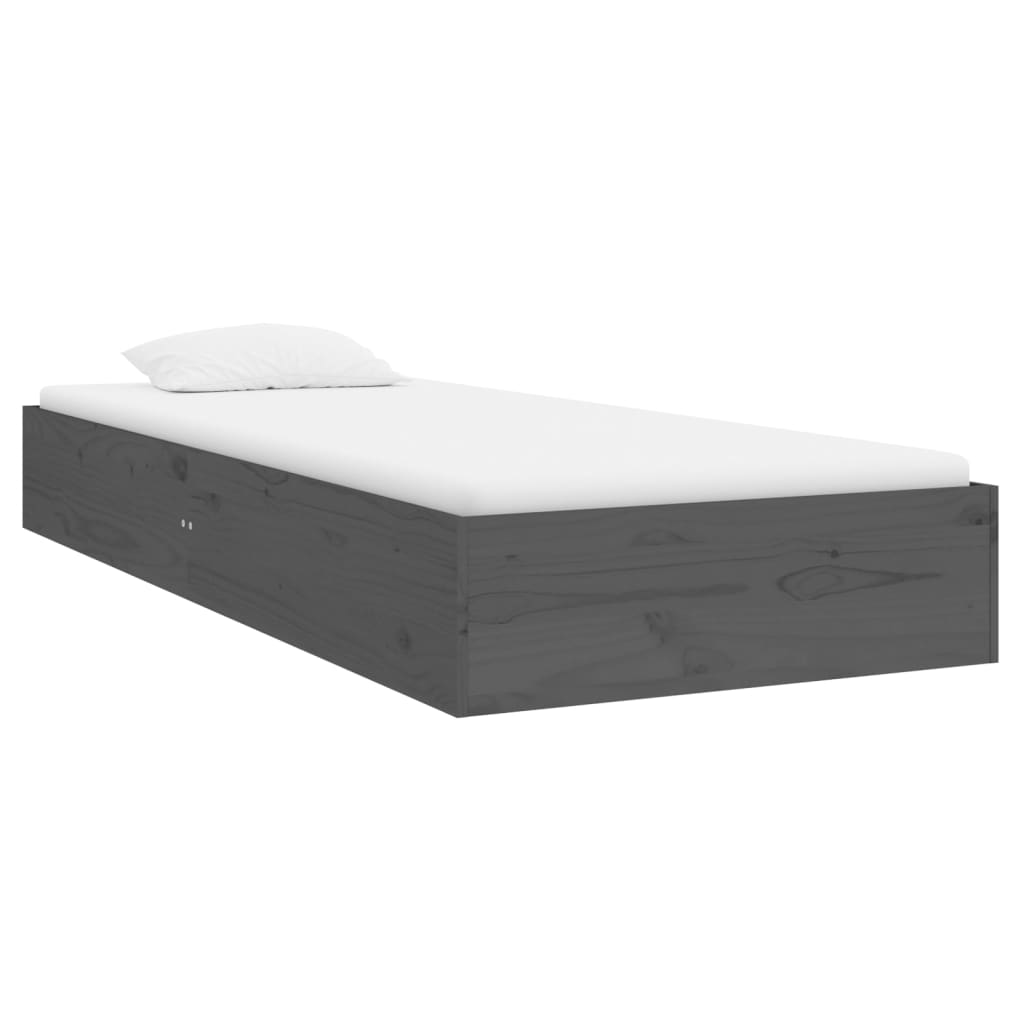 vidaXL Estructura de cama individual madera maciza gris 75x190 cm