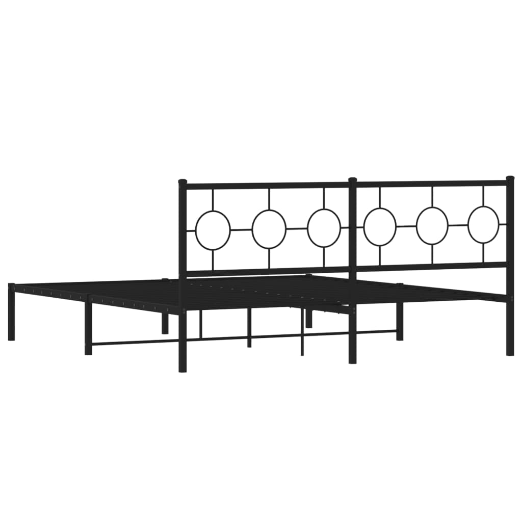 vidaXL Estructura cama sin colchón con cabecero metal negro 180x200 cm