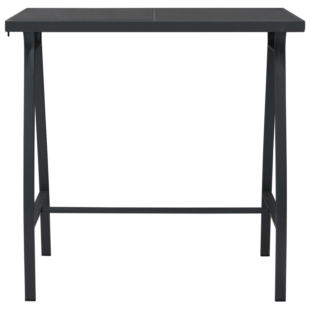 vidaXL Mesa alta de jardín vidrio templado negro 110x60x110 cm