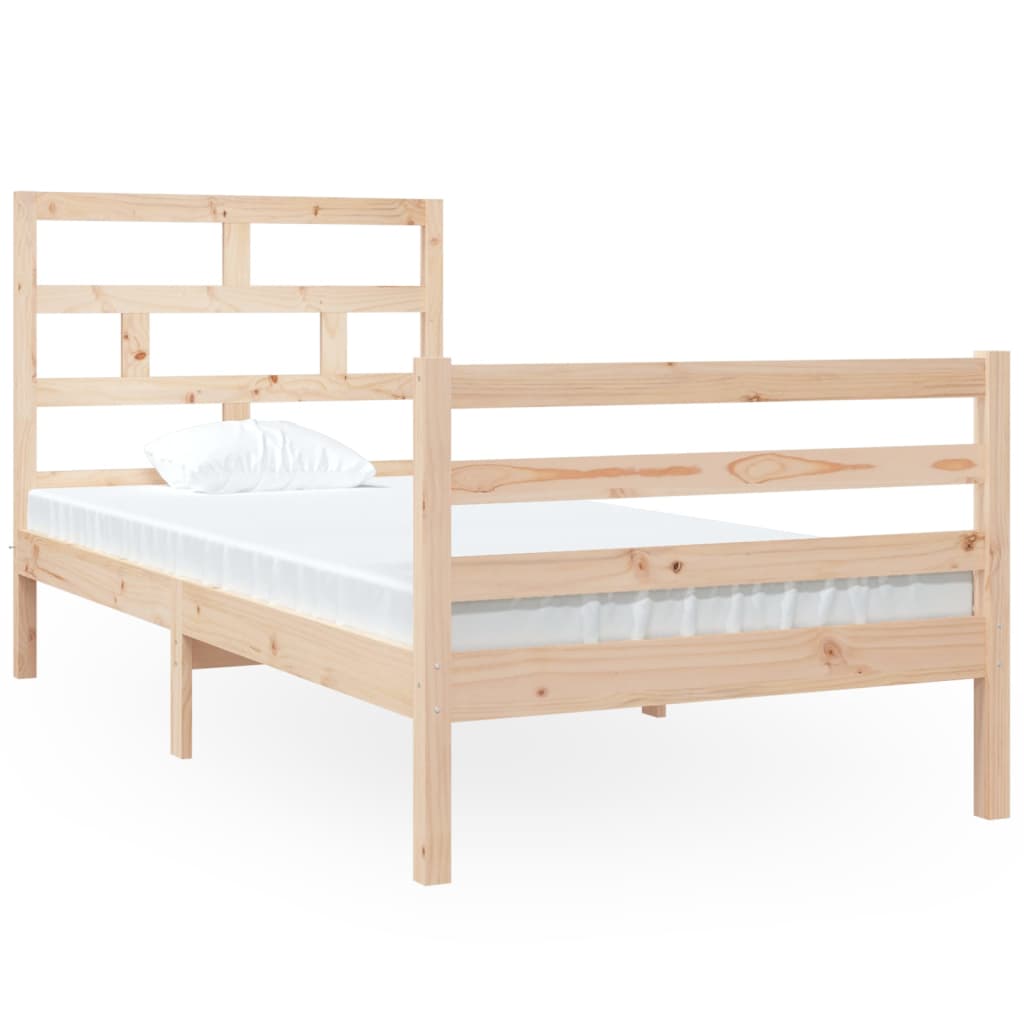 vidaXL Estructura de cama individual de madera maciza 90x190 cm