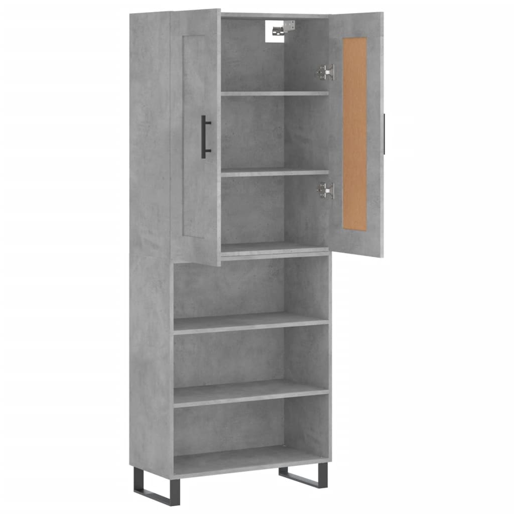 vidaXL Aparador alto madera contrachapada gris hormigón 69,5x34x180 cm