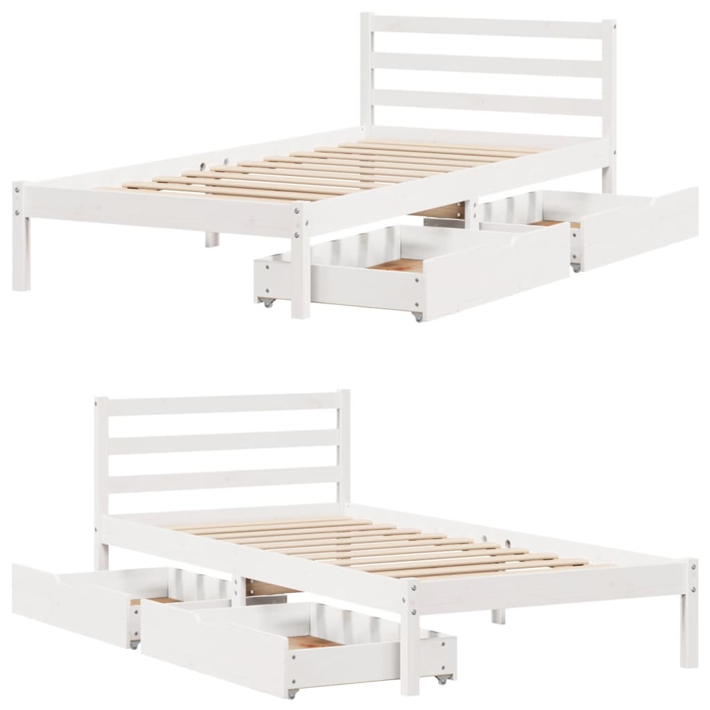 vidaXL Estructura de cama sin colchón madera maciza blanca 75x190 cm