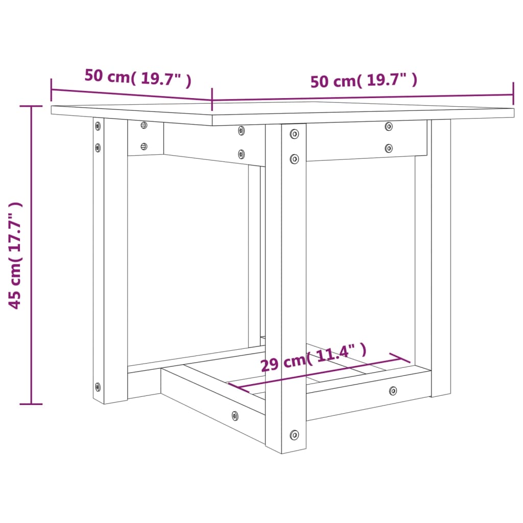 vidaXL Mesa de centro madera maciza de pino marrón miel 50x50x45 cm