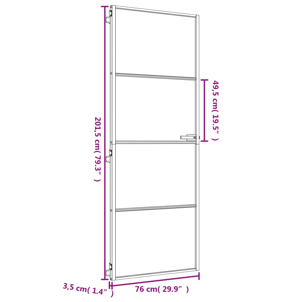 vidaXL Puerta de interior dorada vidrio templado y aluminio 76x201,5cm