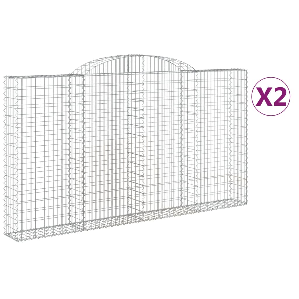 vidaXL Cestas de gaviones 2 uds forma de arco hierro 300x30x160/180 cm