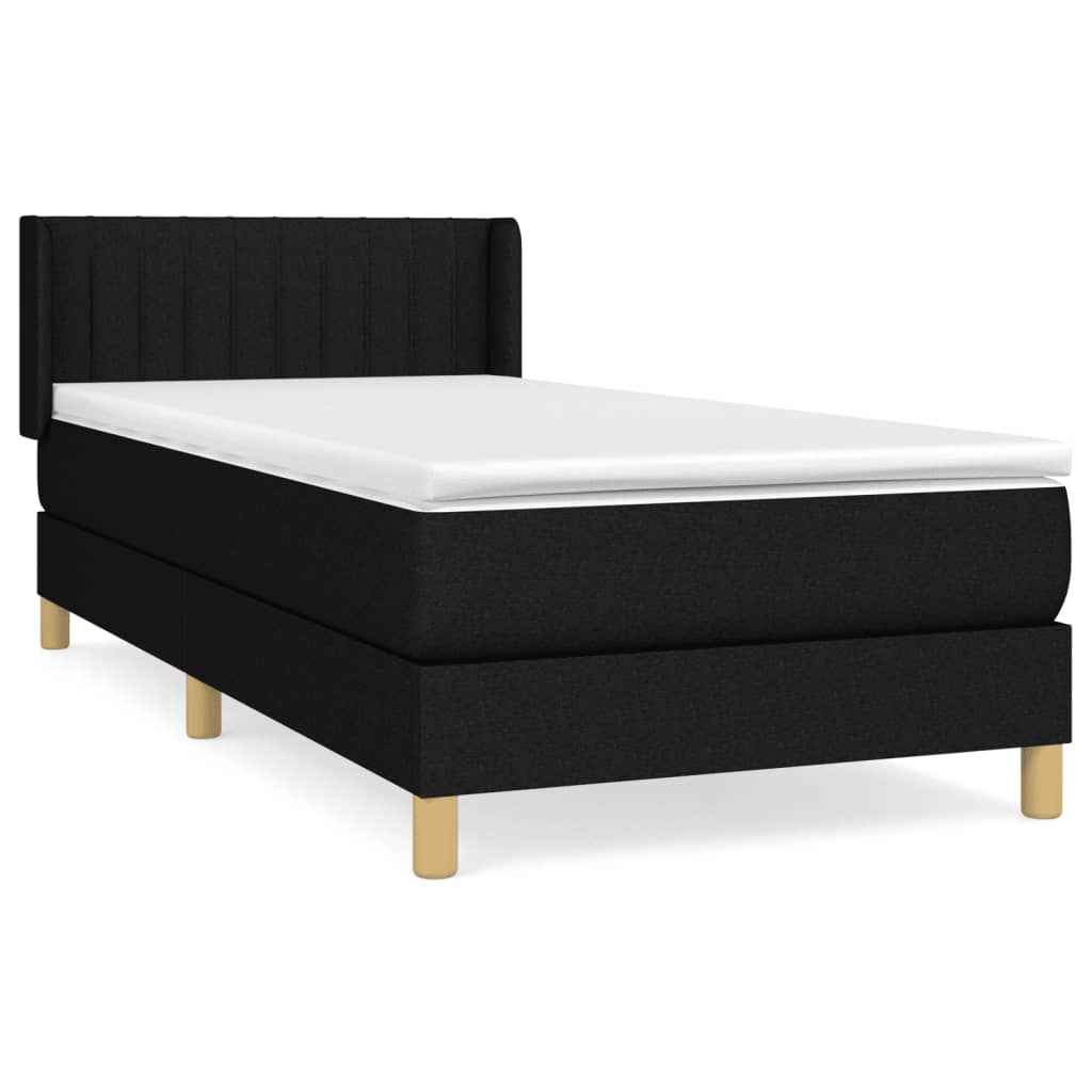 vidaXL Cama box spring con colchón tela negro 80x200 cm