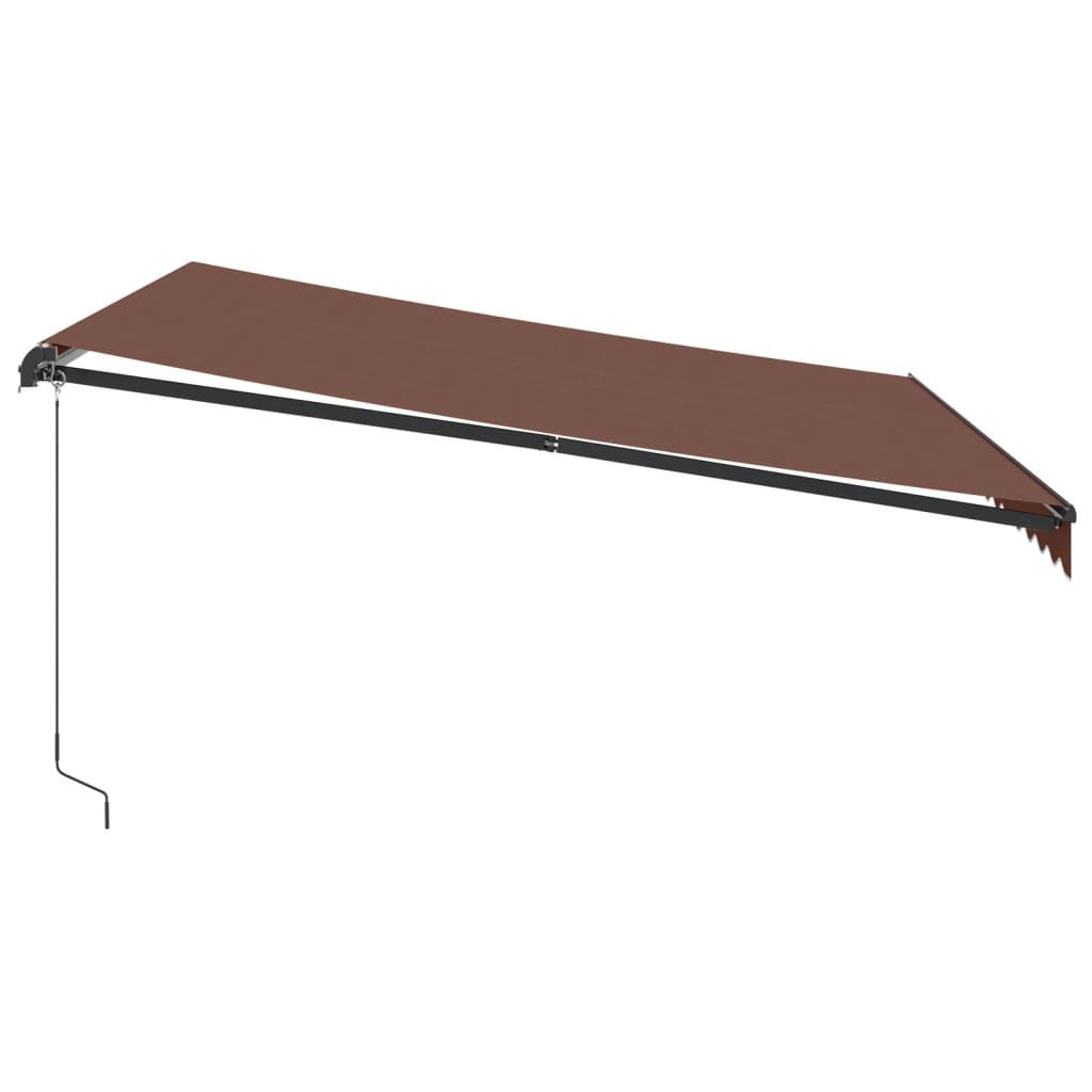 vidaXL Toldo retráctil manual con luces LED marrón 400x350 cm