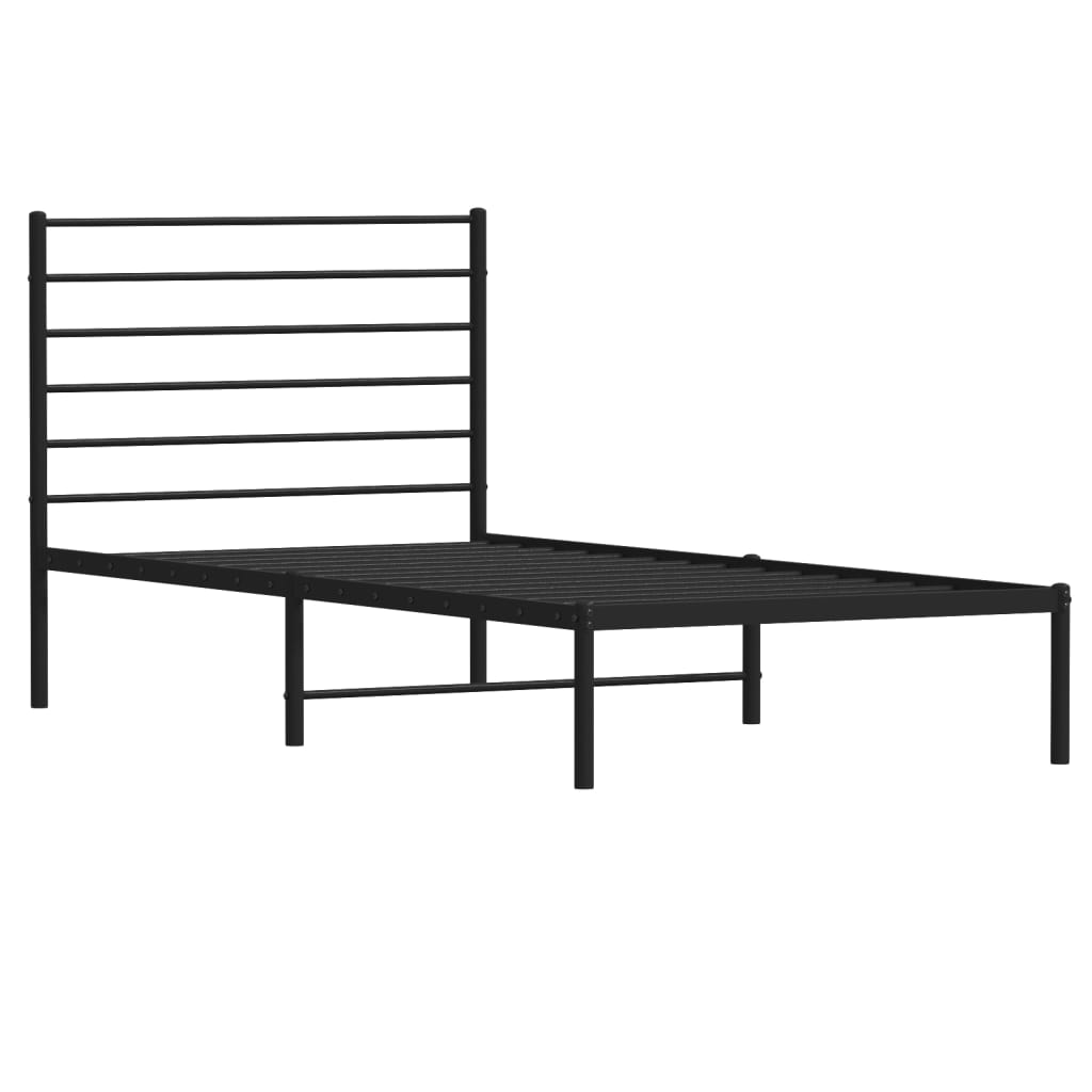 vidaXL Estructura cama sin colchón con cabecero metal negro 100x200 cm