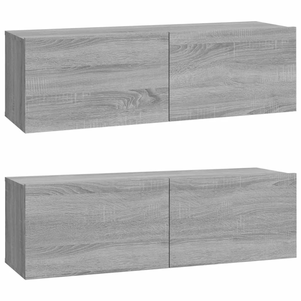 vidaXL Muebles de pared para TV 2 uds madera gris Sonoma 100x30x30 cm