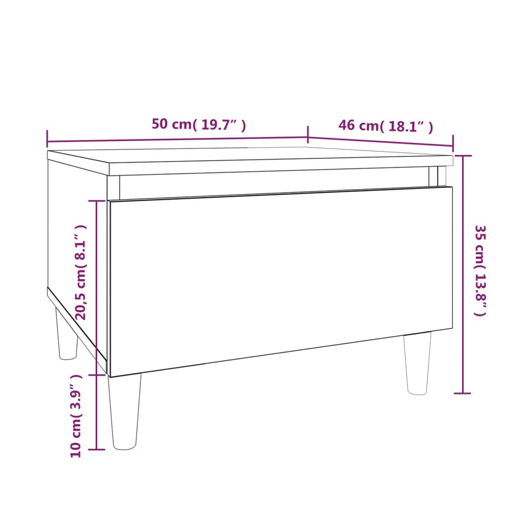 vidaXL Mesa auxiliar de madera contrachapada blanco 50x46x35 cm