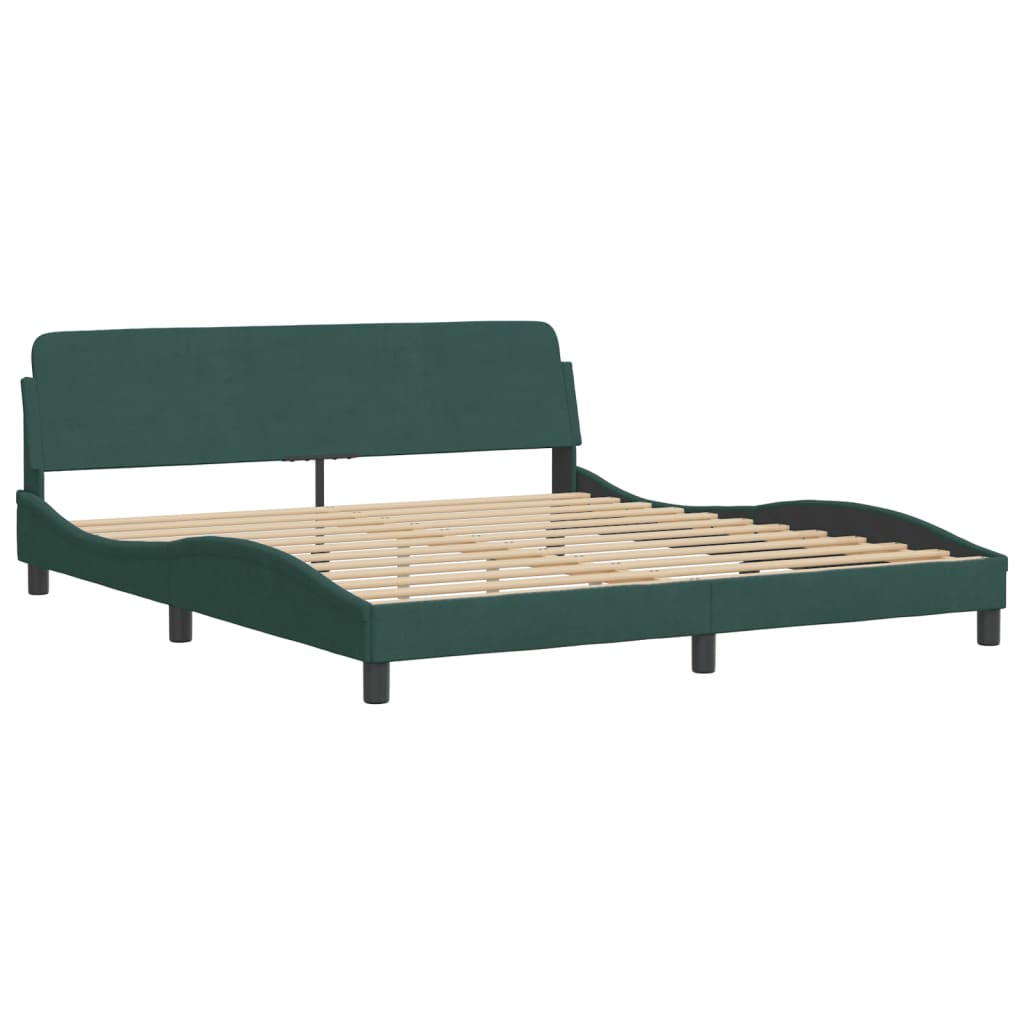 vidaXL Estructura cama con cabecero terciopelo verde oscuro 180x200 cm