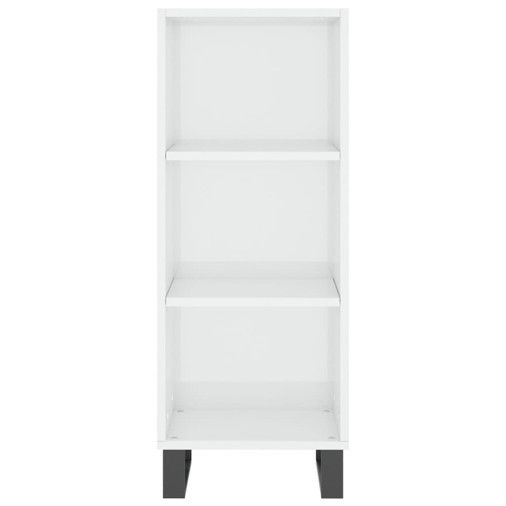 vidaXL Aparador alto madera contrachapada blanco brillo 34,5x34x180 cm