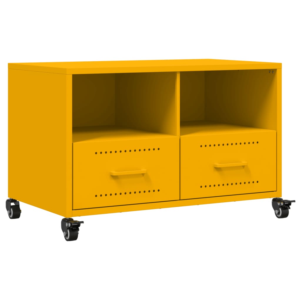 vidaXL Mueble de TV acero amarillo mostaza 68x39x43,5 cm