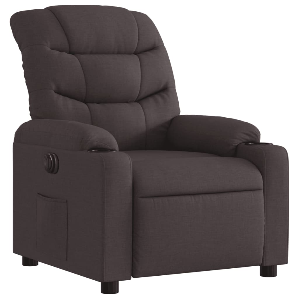 vidaXL Sillón reclinable eléctrico tela marrón oscuro