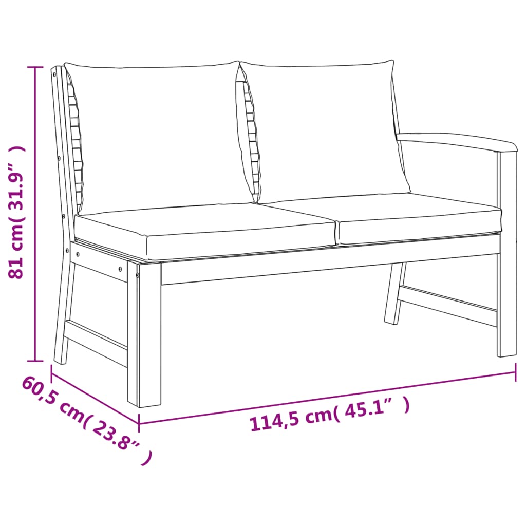 vidaXL Juego comedor jardín con cojines 11 piezas madera maciza acacia