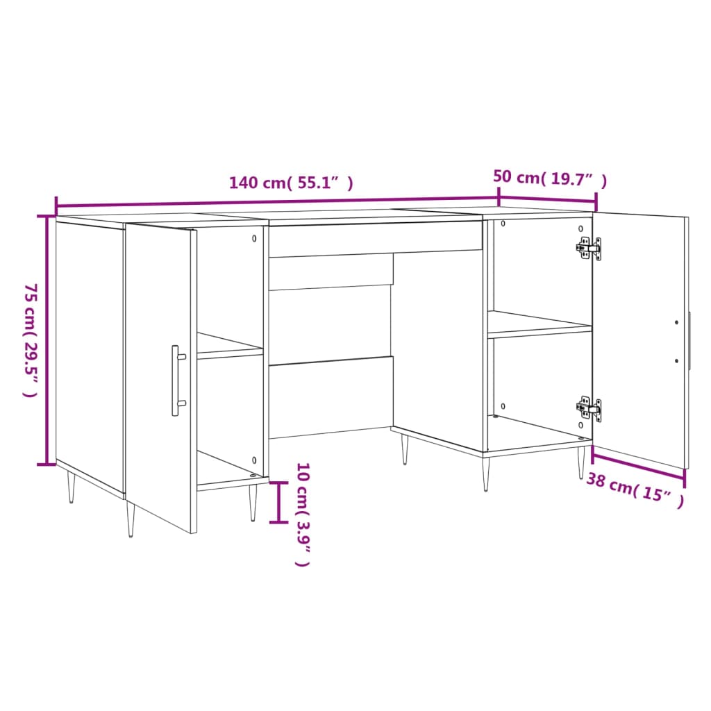 vidaXL Escritorio madera de ingeniería blanco 140x50x75 cm