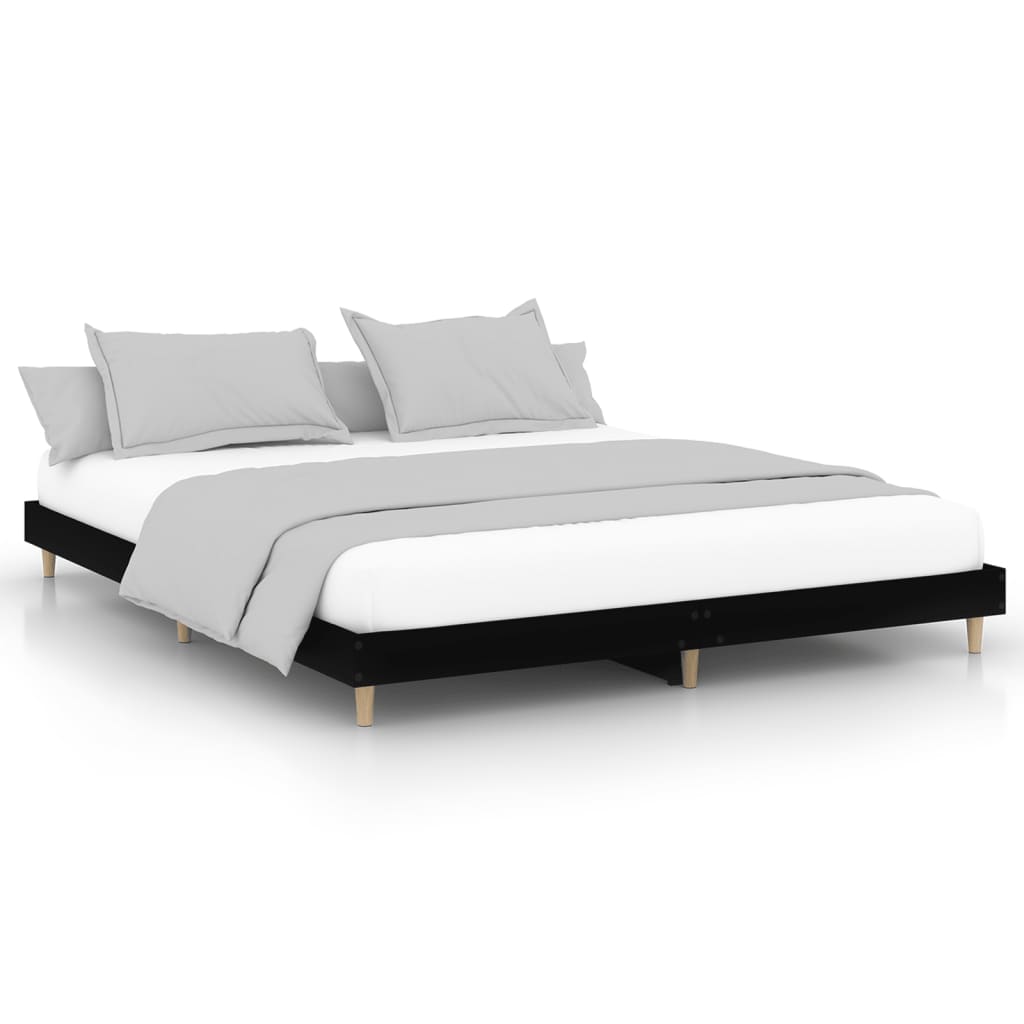 vidaXL Estructura de cama madera de ingeniería negra 150x200 cm