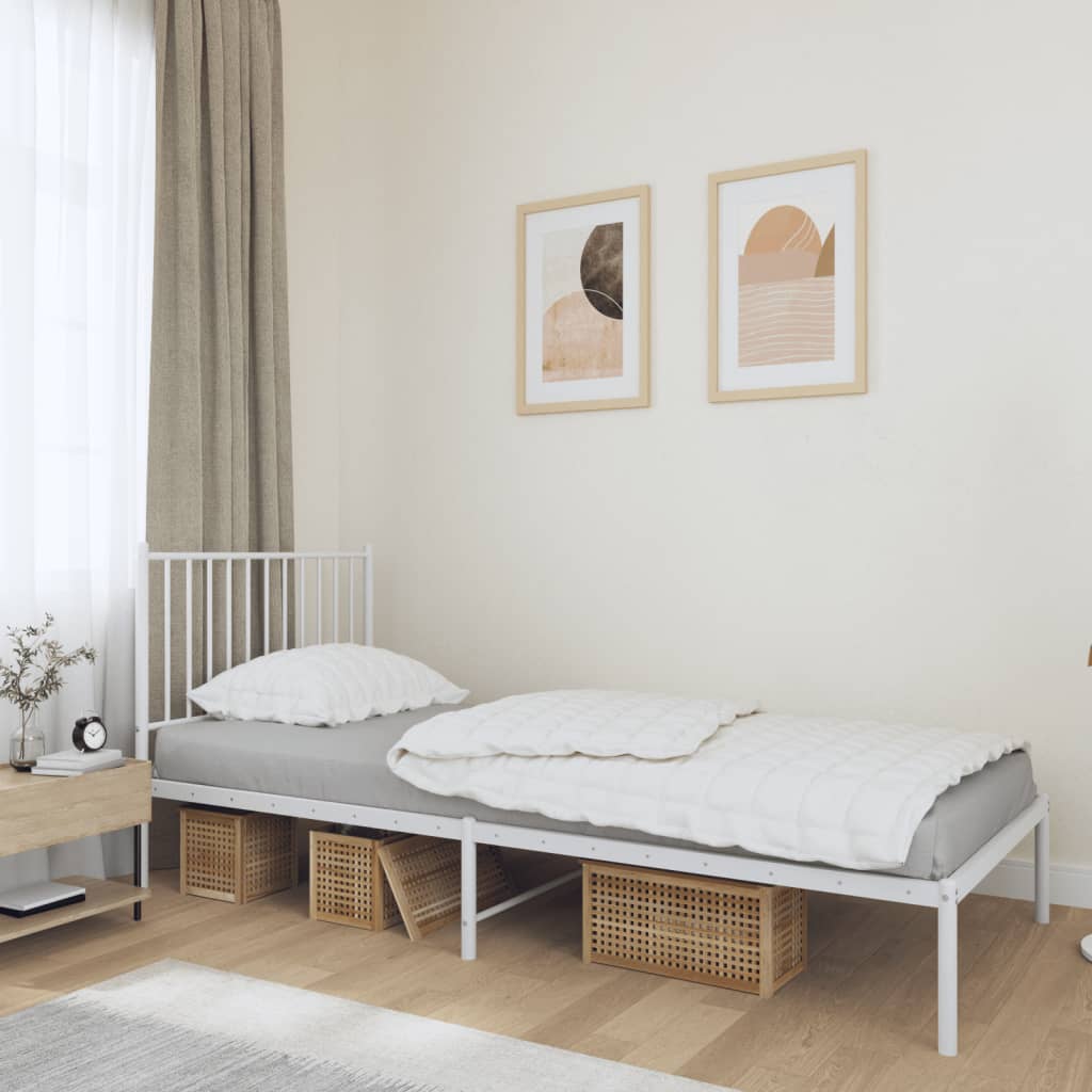 vidaXL Estructura cama sin colchón con cabecero metal blanco 90x190 cm