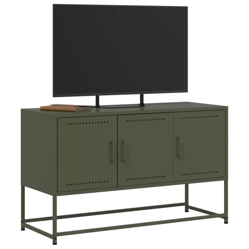 vidaXL Mueble para TV de acero verde oliva 100,5x39x60,5 cm