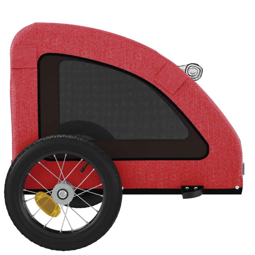 vidaXL Remolque de bicicleta mascotas hierro tela Oxford rojo