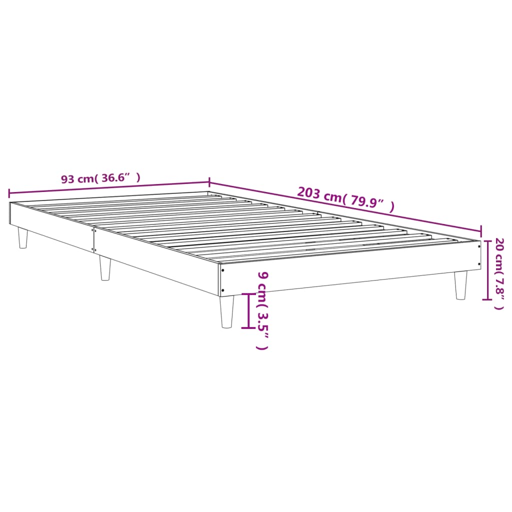 vidaXL Estructura de cama sin colchón madera roble Sonoma 90x200 cm