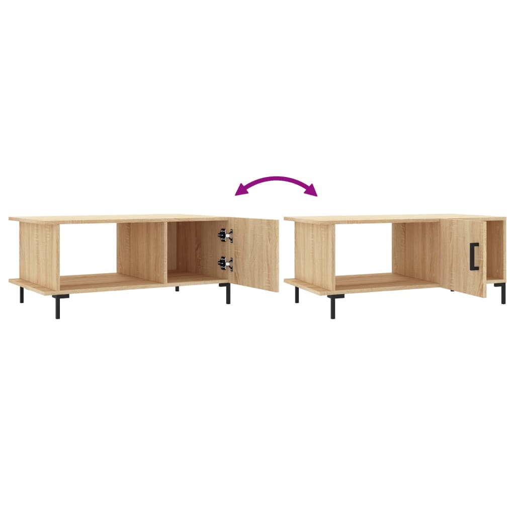 vidaXL Mesa de centro madera contrachapada roble Sonoma 90x50x40 cm