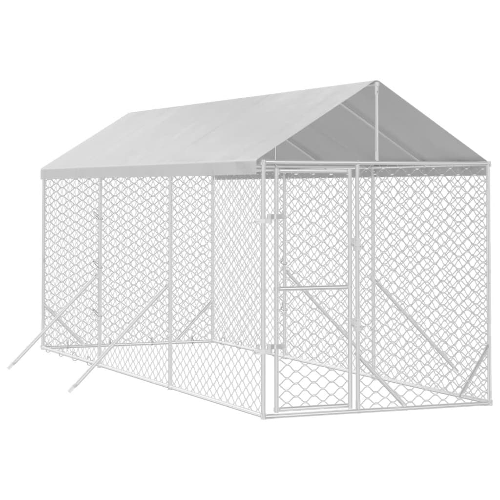 vidaXL Perrera de exterior con toldo acero galvanizado plata 2x6x2,5 m