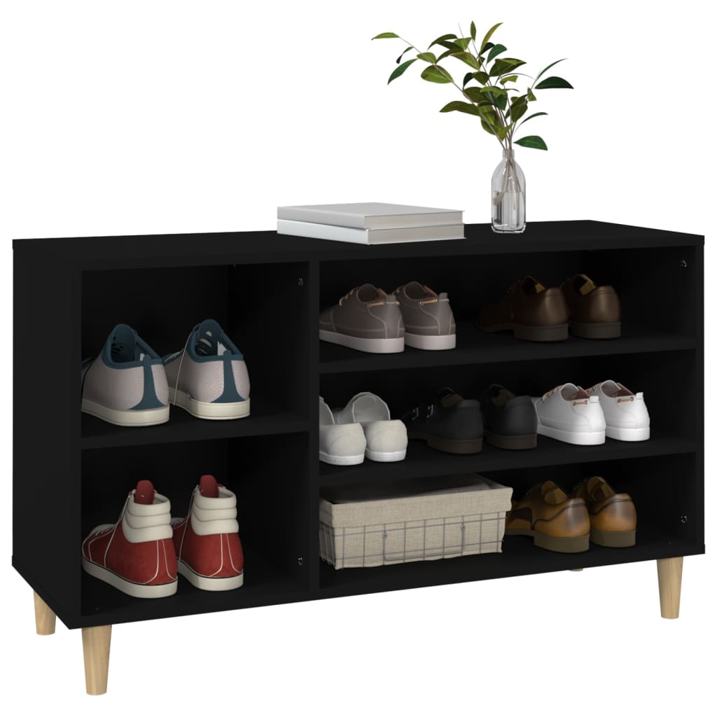 vidaXL Mueble zapatero madera contrachapada negro 102x36x60 cm