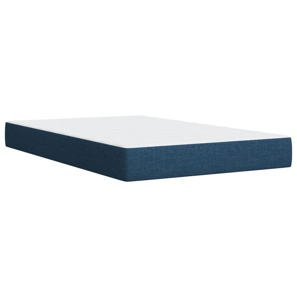 vidaXL Cama box spring con colchón tela azul 120x200 cm