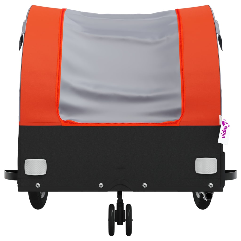 vidaXL Remolque para bicicleta hierro negro y naranja 30 kg