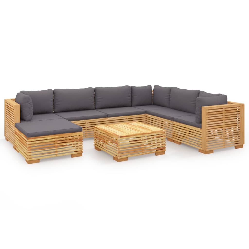 vidaXL Juego muebles de jardín 8 piezas y cojines madera maciza teca