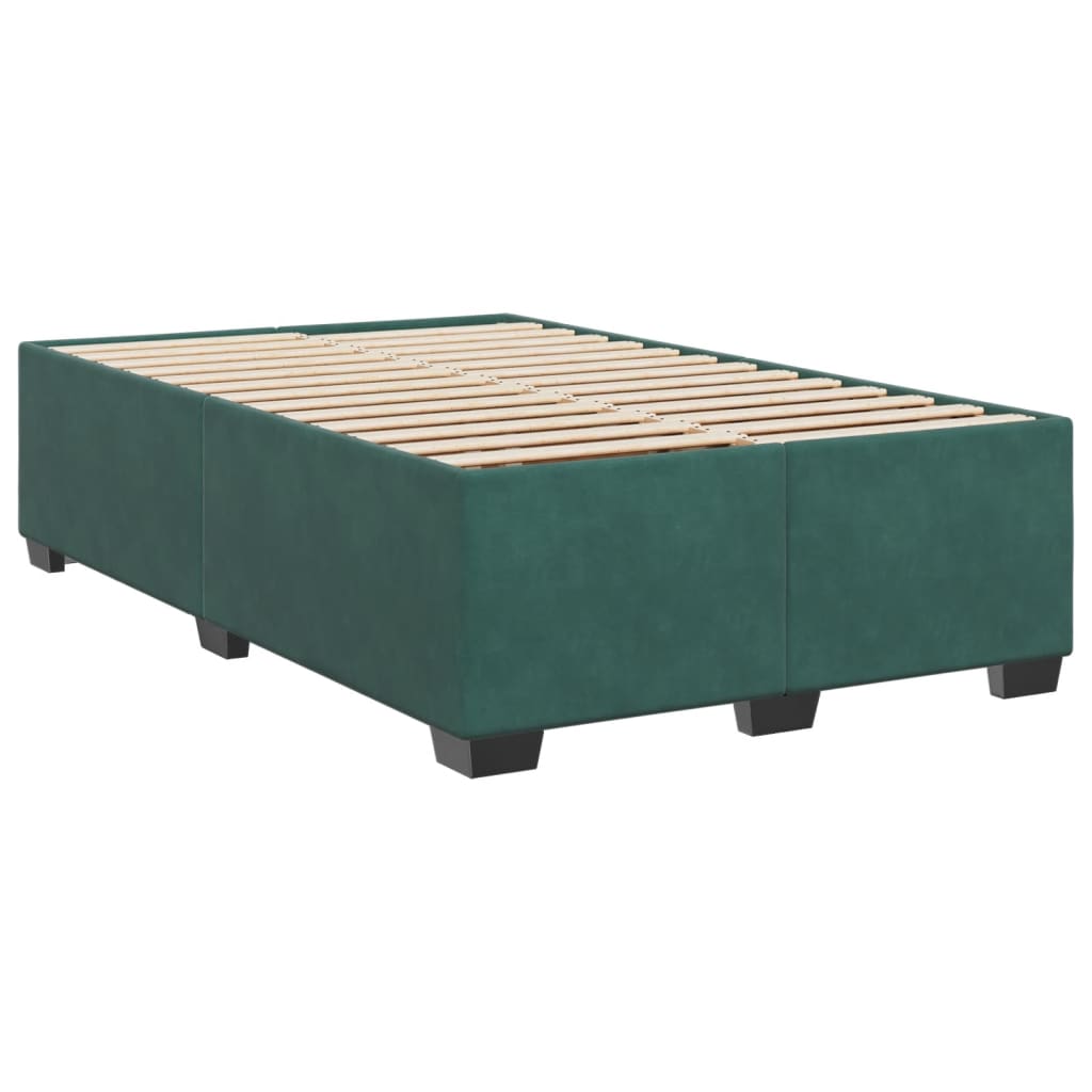 vidaXL Cama box spring con colchón terciopelo verde oscuro 120x190 cm