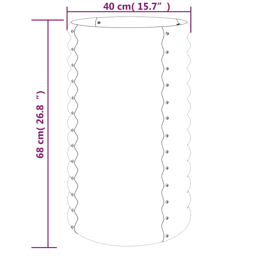 vidaXL Jardinera acero con recubrimiento polvo antracita 40x40x68 cm