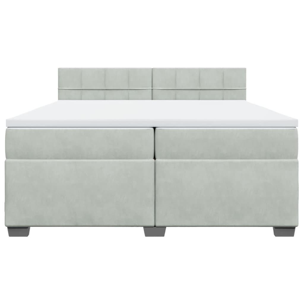 vidaXL Cama box spring con colchón terciopelo gris claro 200x200 cm