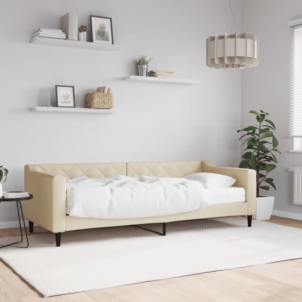 vidaXL Sofá cama con colchón tela crema 80x200 cm
