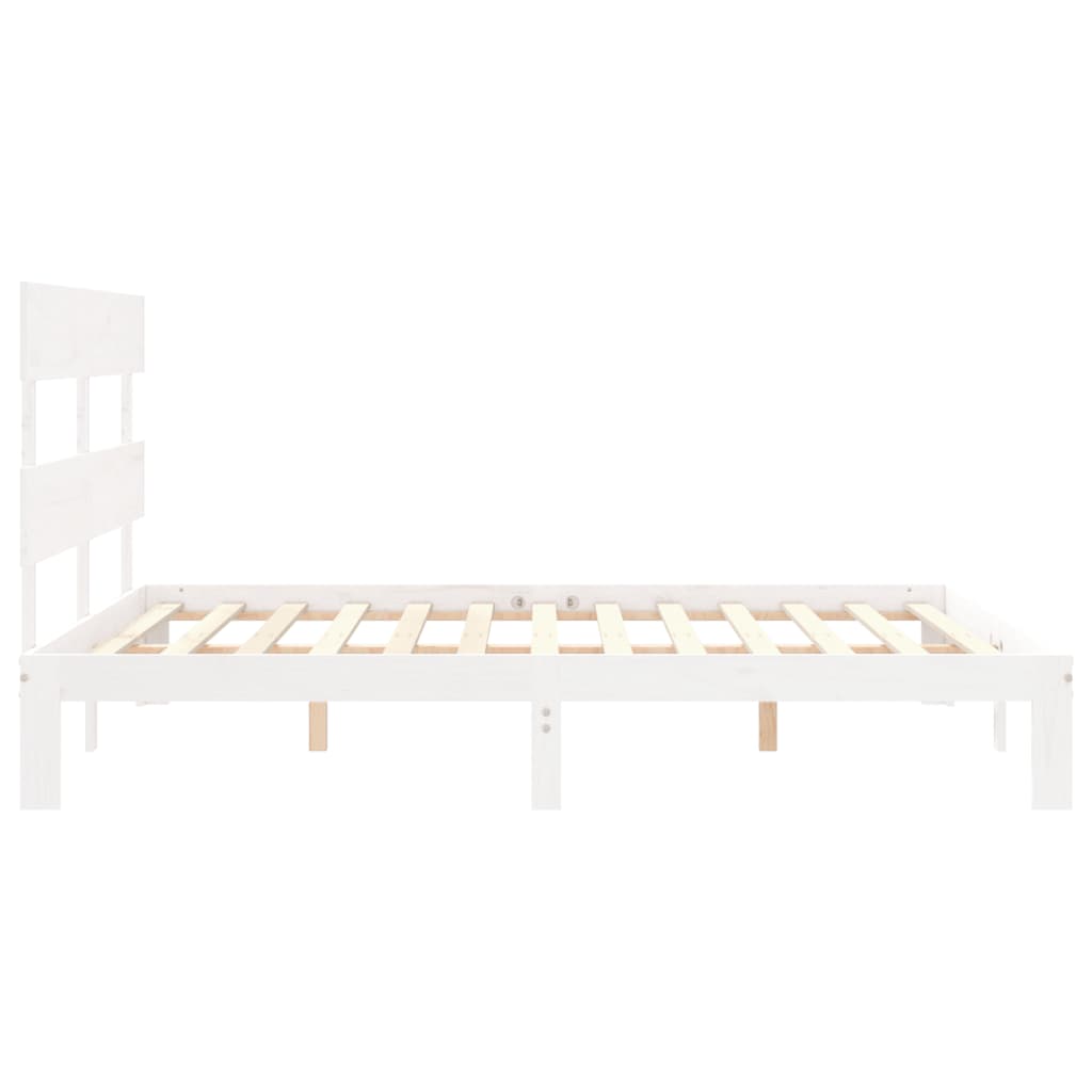 vidaXL Estructura de cama con cabecero madera maciza blanco 160x200 cm