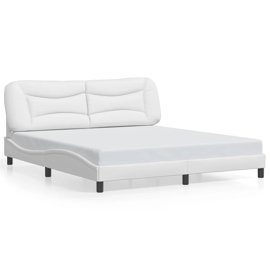 vidaXL Estructura de cama sin colchón cuero sintético blanco 180x200cm